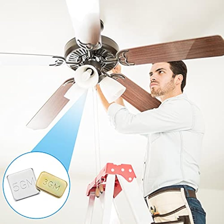 21 Pieces 6 Sets of Ceiling Fan Balancing Kit Fan Blade Balancing Kit Include 6 Self Adhesive Metal 5g Weight 9 Metal Self Adhesive 3g Weight 6 Plastic Clip