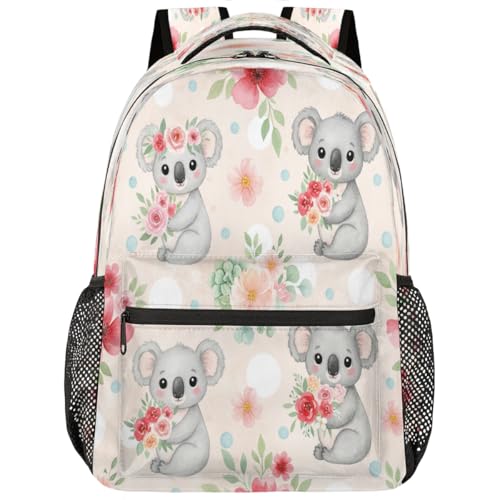 Mochila ligera con diseño de flores de koala que alivia el peso para estudiantes de secundaria