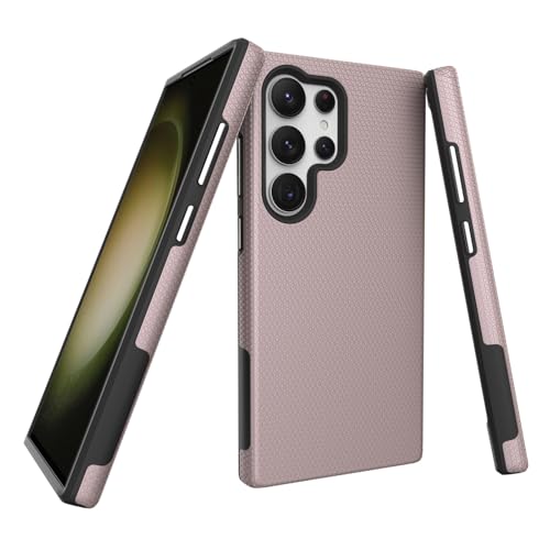 Image of NOXO Ultra-Hybrid Triangle Back Case Cover for Samsung Galaxy S24 Ultra, | Shockproof Design | Camera Protection | Soft TPU & Rugged PC | Bumper Case Cover for Samsung S24 Ultra, (Aureate Pink)