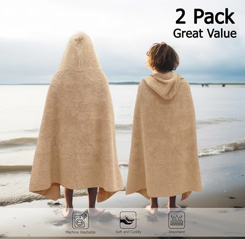 ORIGINAL KIDS Hooded Bath Towel Wrap - 2 Pack - Ultra Soft 100% Cotton Terry Large Oversized Hooded Kids Towel - Shower Pool Beach - 579 GSM Absorbent Quick Dry Plush Gift - 30 x 54 - Linen by ORIGINAL KIDS - Image 2