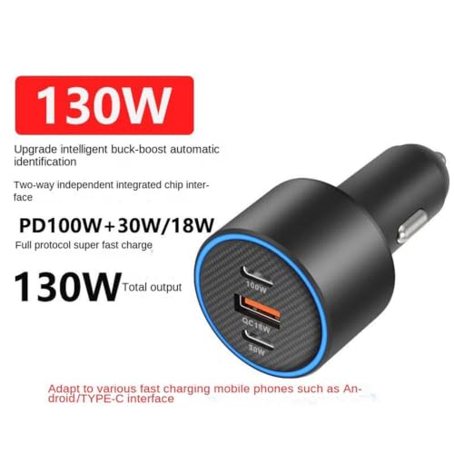 Cargador de coche 130W portátil inteligente para portátiles y smartphones 5