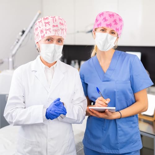 Image of Unittype 4 Pcs Nurse Caps for Women Nursing Working Caps with Button and Sweatband Adjustable Elastic Scrub Hats for Dentist