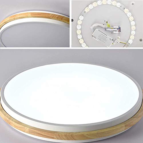 Lámpara de techo LED moderna de 24W regulable con detalles de madera natural 5