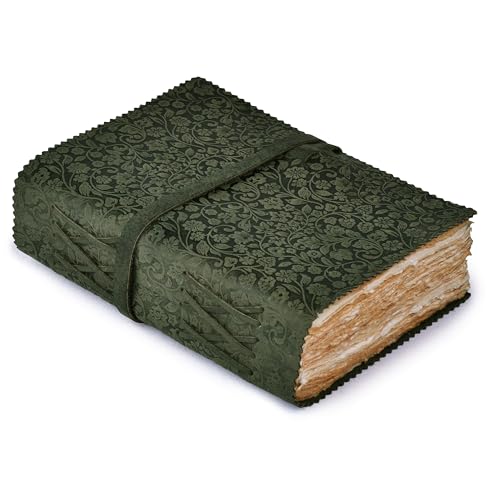 LEATHER VILLAGE Leather Bound Floral Embossed Journal for Women Men - 200 Pages, 10X7 Inches, Aqua - Book of Shadows, Vintage Blank Paper Travel Diary, Notebook for Writing, Drawing, Sketchbook by LEATHER VILLAGE - Used condition - US$31.99