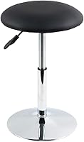 FURWOO Short Round Spa Stool - Height Adjustable 15-20.5in Swivel Vanity Bench for Salon Bedroom Black 220lbs