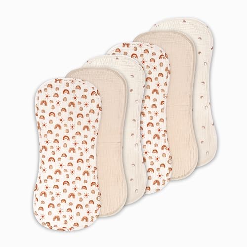 Muslin Burp Cloths Neutral, Cotton Burp Cloth, 6 Piece Absorbent Burping Cloths for Babies, Large Muslin Washcloths Baby, First Time Mom Essentials, OEKO TEX (Rainbow + Neutral BurpCloths)