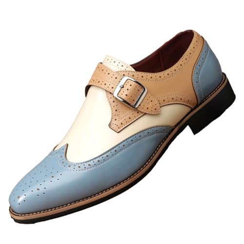 Men's Wingtip Monk Strap Oxfords Colorblock Carving Floral Comfort Derby Dress Shoes Tuxedo Brogues Casual Shoes