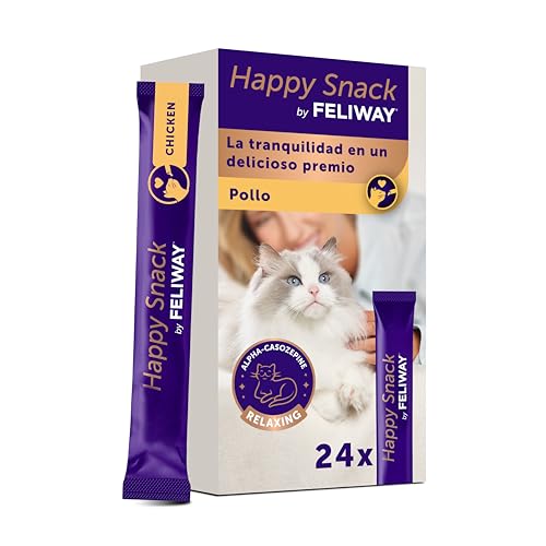 FELIWAY Happy Snack - Pack Ahorro de deliciosos y cremosos premios calmantes para Gatos (24 Sobres). Ayuda a los Gatos a sentirse más tranquilos y a Mejorar vuestro vínculo.