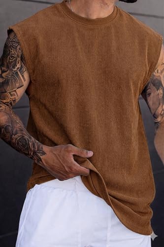Image of RodZen Mens Polyester Tank Tops Sleeveless Round Neck T-Shirt for Gym, Running and Outdoor