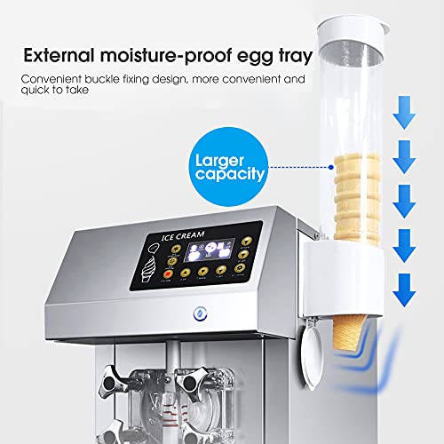 GLETSF Automatische Eismaschine, 1250 W kommerzielle Softeismaschine, Joghurt-Milchshake-Maschine, Softeismaschine aus Edelstahl 304 mit LED-Anzeige, für Geschäfte, Restaurants, Bar, 12 l/h, CE – Bild 5