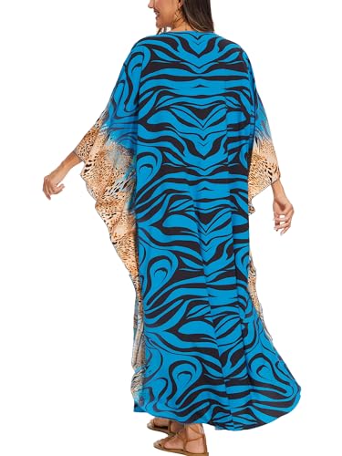 Image of Moss Rose Kaftan Dresses for Women V Neck Summer Swimsuit Cover up Caftan Maxi Beach Dresses