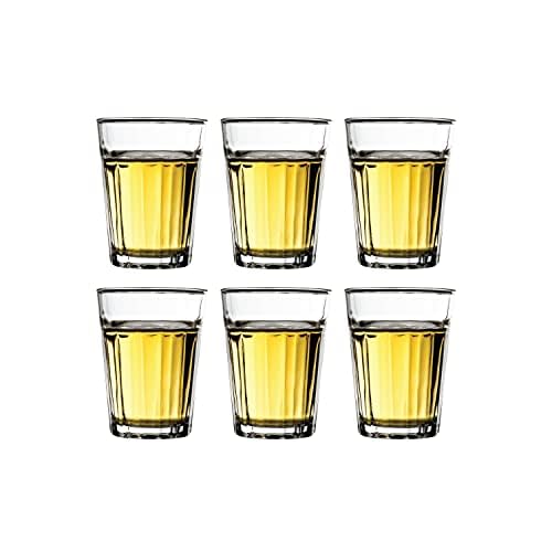 Vikko Small 3.75 Ounce Drinking Glasses, Thick and Durable Mini Glass, Great for Children, Tasting and Small Portions, Dishwasher Safe, Set of 6 Mini Clear Glass Tumblers 3.2" x 2.4"