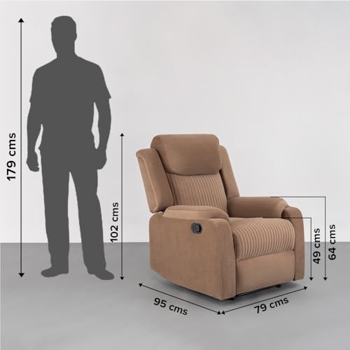 Image of Sleepyhead RX6 Designed by Duroflex - Single Seater Suede Fabric Recliner (Mocha Brown) |3 Modes of Comfort |High Back Rest for Extra Neck & Lumbar Support |Premium Pocket Springs for Plush Feeling