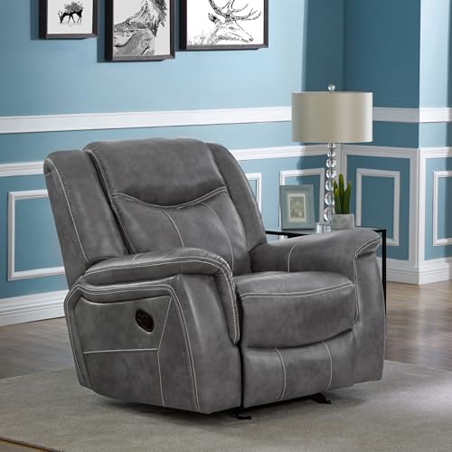 Sillón reclinable de cuero sintético gris Conrad miniatura 2