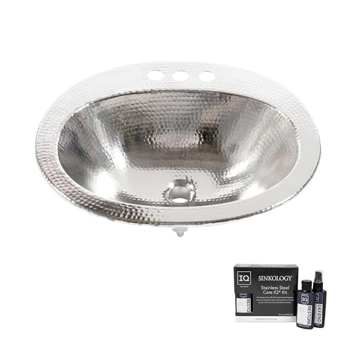 Seville 20" Drop-In Bathroom Sink and Care Kit, Nickel