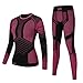 Base Layer Women 2 Piece Long Sleeve Crew Neck Slim Fit Matching Set Stretch Thermal Winter Casual Fashion Underwear Set Purple