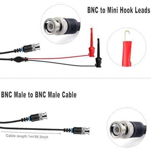 Image of P6100 Universal Oscilloscope Probe Kit(Set of 2) with 100MHz Oscilloscope Clip Probes + BNC to Mini graber Test Lead Kit(BNC Male to BNC Male Cable)