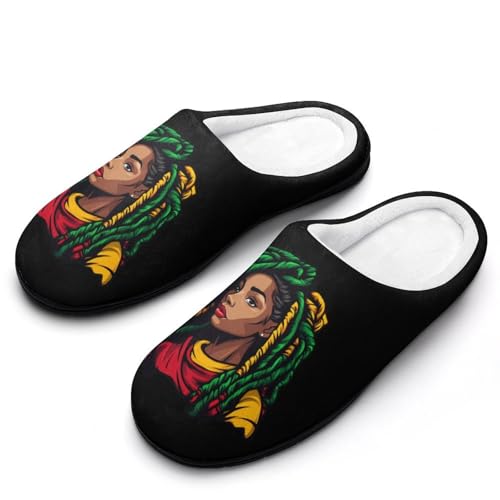 Rasta Colours Dreadlocks Woman Womens Cotton Slippers Warm House Shoes for Indoor Outdoor