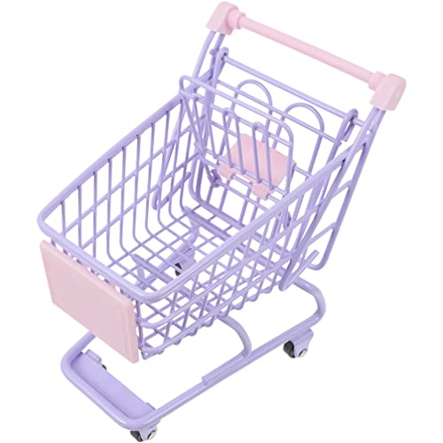 Toddmomy 1pcs Mini Supermarket Handcart,Mini Metal Shopping Cart Supermarket Handcart Shopping Utility Cart Storage Toy Holder,Purple