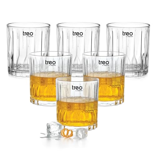 Image of Treo by Milton Linea Whiskey Glass Set of 6 I Premium Glass Tumbler for Bourbon, Scotch & Cocktails I 340 ml