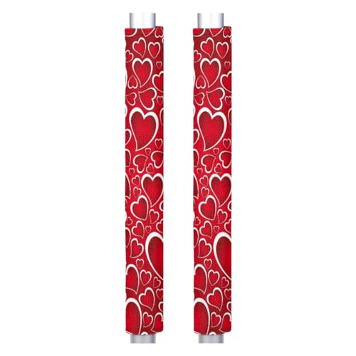 Image of Pardick Refrigerator Door Handle Covers Set of 2 Valentine Red Heart Washable Fridge Dishwasher Mocrowave Oven Door Decor Protector Handle Cover Keep Your Kitchen Appliance Clean