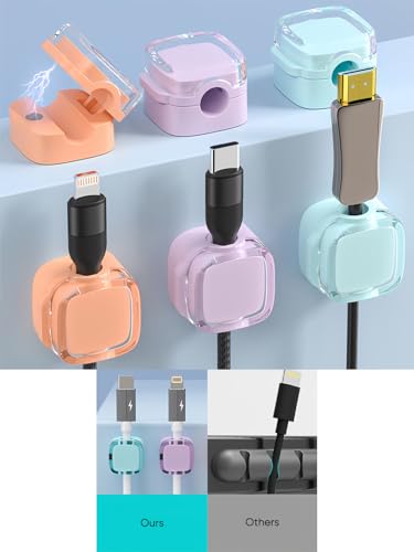 3pcs Organizador Magnético para Cables, Ajustable para Gestión de Cables Bajo el Escritorio, Organizador de Cables para Hogar, Oficina, Auto, Pared y Escritorio, Blanco miniatura 6