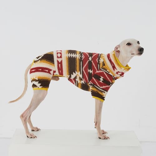 Dackel-Hunde-Rollkragenpullover, Dackel-Boho-Hunde-Einteiler, weicher Fleece-Ganzkörper-Overall, warmes Winteroutfit für Dackel und Mini-Dackel (Gelb, S (3,2–5,4 kg))