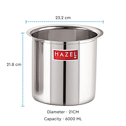 Image of HAZEL Steel Milk Pot | Stainless Steel Milk Boiler Container | Milk Boiling Vessel Gunj for Kitchen, 6000 ML