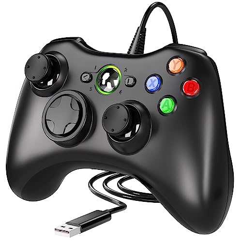 وحدة تحكم سلكية لاجهزة Xbox 360 وXbox 360 وXbox 360 سليم والكمبيوتر بنظام ويندوز 7 و8 و10 مع اهتزاز مزدوج وازرار تشغيل