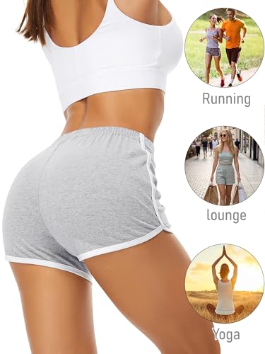 Image of URATOT 2 Pack Yoga Short Pants Summer Running Athletic Shorts Women Dance Gym Workout Elastic Waist Shorts