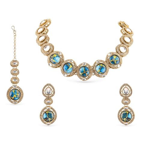 Image of Rubans Gold Plated Kundan Traditional Statement Necklace Set for Women