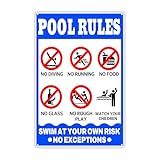 Pool Rules Signs Outdoor Pool Tin Sign Swim At Your Own Risk No Exceptions Personalized Swimming Pool Rules Decor Warning Metal Sign Vintage Water Park Safety 12x8 Inch