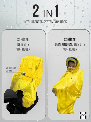 HOCK Rain Cover for Bicycle Child Seat, 2-in-1 Weather Protection Cover for Kids Bike Seat - Image 3