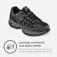 Skechers Men's Afterburn M. Fit Fashion Sneakers – Leather Upper, Memory Foam Insole, Rubber Outsole, Black/Charcoal, 10.5 — image 3