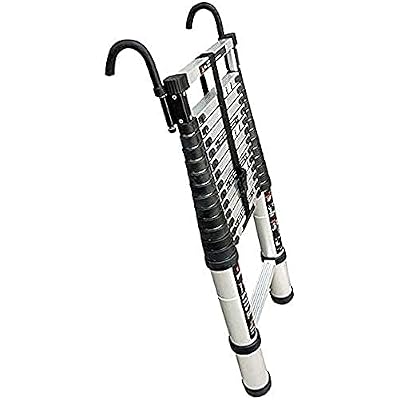 CORCI Telesladders, Aluminumextension Ladder with Hooks Heavy Duty Multi-Purpose Professionalcopiladder for Enginee330Lbs Capacity