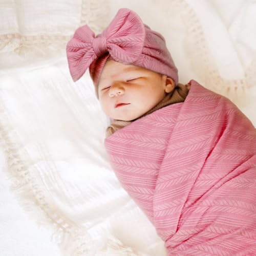 Image of BQUBO Newborn Receiving Blanket Hat Mittens Set for Baby, Unisex Baby Boys Girls Essentials, Newborn Registry Must Haves, Stroller Crib Shower Gifts