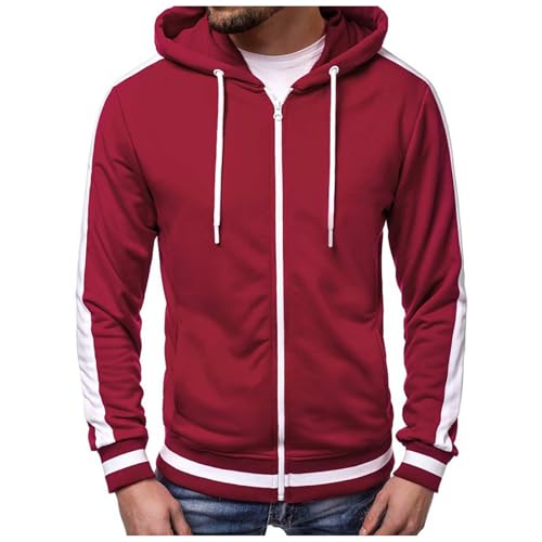 Chaleco Niños con Cremallera Gorra Larga Chaqueta Hombre Sudadera Con Hombres, rojo, XL