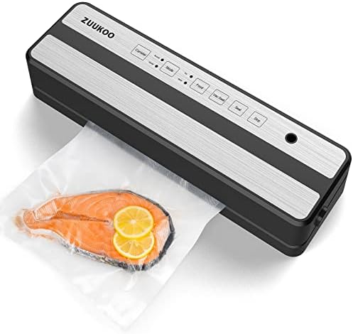 Vacuum Sealer Machine, ZUUKOO KITCHEN Food Sealer for Food vacuum Sealing System, 6 Modes, Separated Design Easy To Clean, Compact Design Vacuum sealers(1 Roll and 10 vacuum Bags Included)
