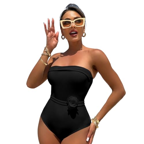 Fazvncv Costume da bagno da donna con fiori 3D, costume da bagno push up alla moda per costumi da bagno