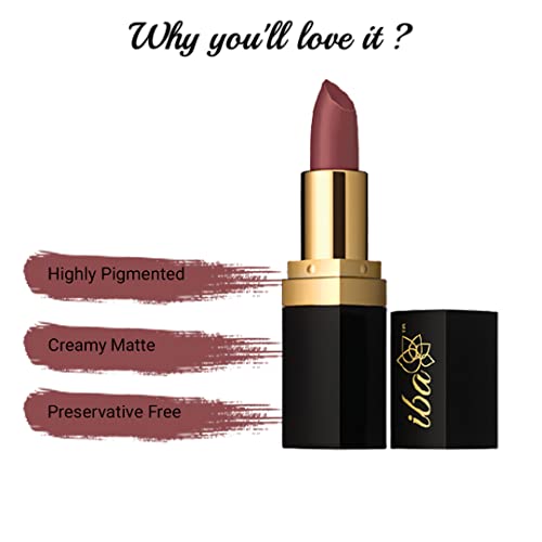 Image of Iba Long Stay Matte Lipstick for Women- M19 Nude Alert, 4g | Creamy Matte Finish & Smooth Texture| Long-Lasting | Hydrated Lips | Enriched with Vitamin E| Intense Colour & Highly Pigmented | Lip Makeup
