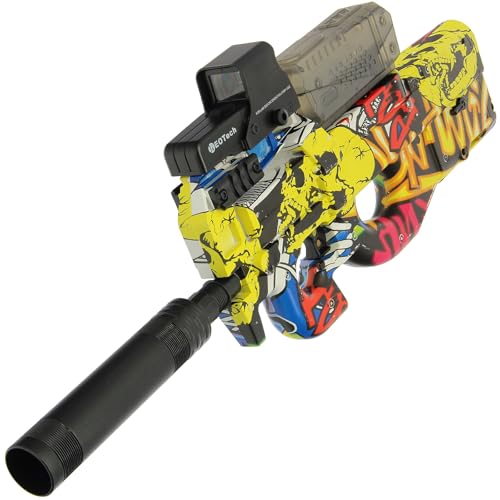 Electric Gel Ball Blaster – 130 FPS High Speed Performance with 7.4v Rechargeable Battery, Fast Reload High Capacity Magazine | Graffiti Design | Ages 14+ (Yellow Graffiti)