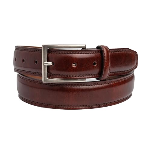 Image of Vince Camuto Mens Belt | Double Stitch Detailing | Genuine Leather Belt