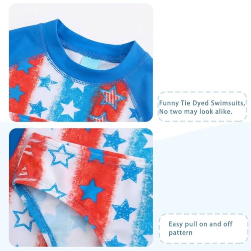 Image of Girls Long Sleeve Rash Guard Set Tie Dye Bathing Suits Two Piece Swimsuits for Kids Swim Shirts 3-16 Years