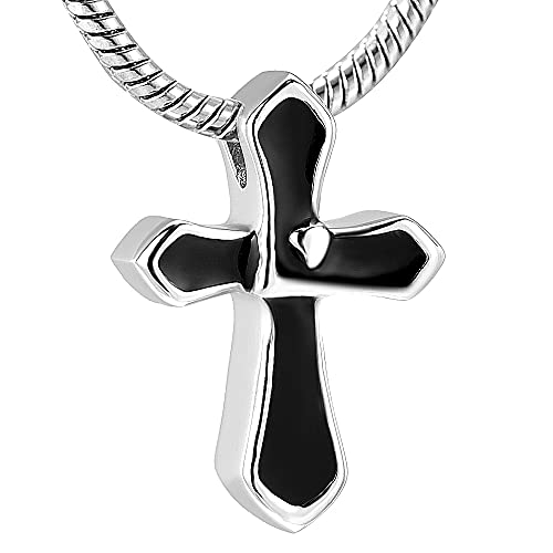 Collier urne de crémation croix acier inoxydable pour conserver les cendres funéraires