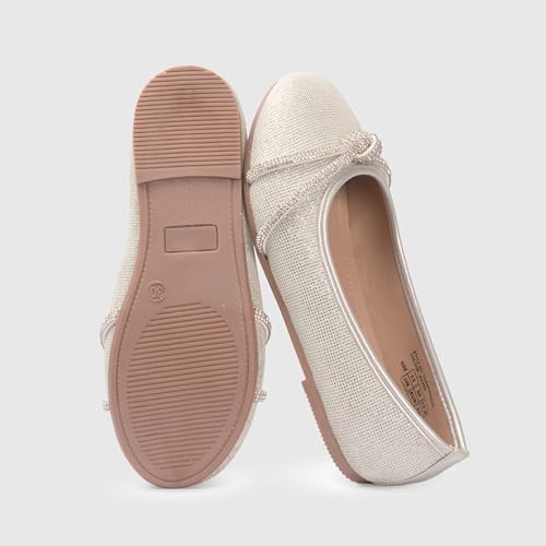 Image of toothless Kids Girls Belly Shoes | Shimmer Ballerinas with Rhinestone Detail | Comfortable Slip-On Ballet Flats, Festive Occasions & Weddings