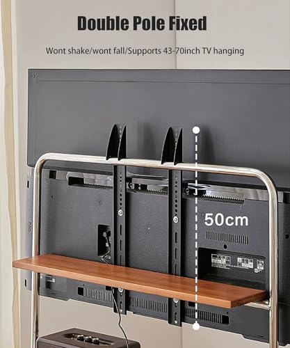 Support TV à roulettes robuste structure en acier renforcé noir pour écran 70 pouces