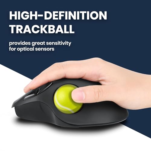 Image of Perixx PERIPRO-303 TNB 1.34 inches Matte Sports Trackball - Fun Novelty Tennis Ball Design - Compatible for M570, M575, PERIMICE-517 /520 /717 /720, and Other 1.34 inches Trackball Mouse