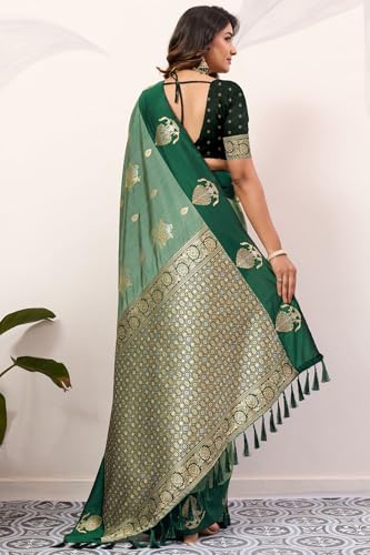 Image of SGF11 Women's Kanjivaram Pure Soft Silk Saree With Unstitched Blouse Piece