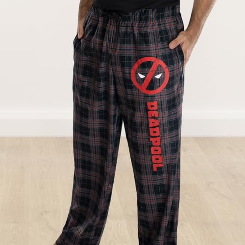 Marvel Mens' Deadpool Logo Plaid Lounge Pajama Pants4