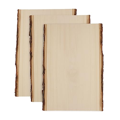 Walnut Hollow Basswood Plank Large with Live Edge Wood (Pack of 3) - for Wood Burning, Home Décor, and Rustic Weddings